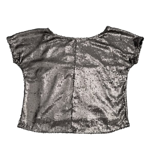 Hayden Los Angeles Fully Silver Sequined Short Sleeve Blouse Size Small 1920 - Picture 2 of 12